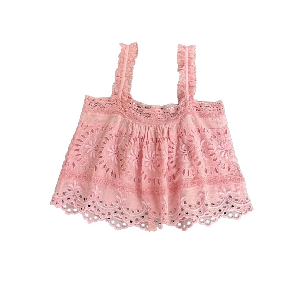 LOVE SHACK FANCY PINK EYELET TOP - Picture 4 of 10